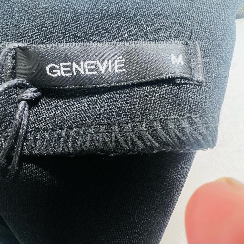 GENEVIE Black Mini Dress Gold & Sheer Bell Sleeve Dress NWT Size Small Medium - Picture 11 of 14